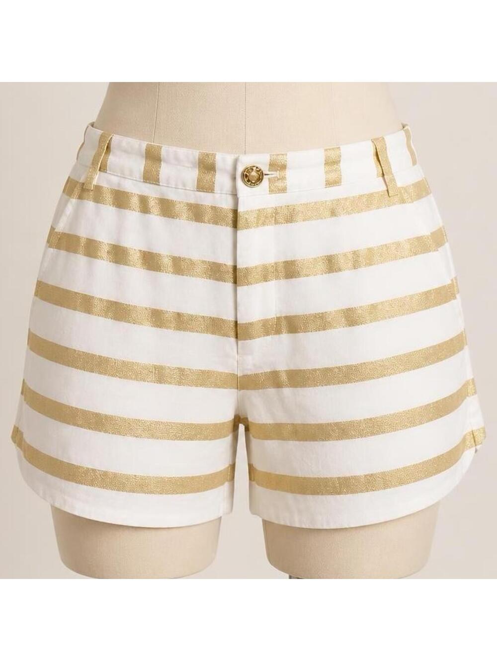 Lilly Pulitzer Gold and White Striped Shorts Size 4